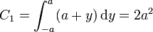 C_1 = \int_{-a}^a (a+y)\,\mathrm{d}{y} = 2a^2