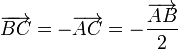 \overrightarrow{BC}=-\overrightarrow{AC}=-\frac{\overrightarrow{AB}}{2}