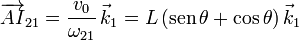 
\overrightarrow{AI}_{21} = \dfrac{v_0}{\omega_{21}}\,\vec{k}_1 = 
L\,(\mathrm{sen}\,\theta + \cos{\theta})\,\vec{k}_1
