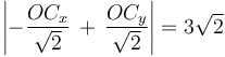 \left|-\frac{OC_x}{\sqrt{2}}\,+\,\frac{OC_y}{\sqrt{2}}\right|=3\sqrt{2}