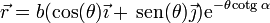 \vec{r} = b (\cos(\theta)\vec{\imath}+\,\mathrm{sen}(\theta)\vec{\jmath})\mathrm{e}^{-\theta\,\mathrm{cotg}\,\alpha}