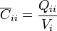 \overline{C}_{ii}=\frac{Q_{ii}}{V_i}