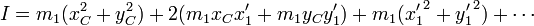 I = m_1(x_C^2+y_C^2) + 2(m_1x_Cx'_1 +m_1y_Cy'_1) + m_1({x'_1}^2 +{y'_1}^2)+\cdots