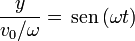 \frac{y}{v_0/\omega}= \,\mathrm{sen}\,(\omega t)