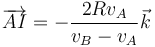 \overrightarrow{AI}=-\frac{2Rv_A}{v_B-v_A}\vec{k}