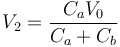 V_2 = \frac{C_a V_0}{C_a+C_b}