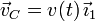 \vec{v}_{C} = v(t)\,\vec{\imath}_1