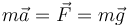 m\vec{a}=\vec{F}=m\vec{g}