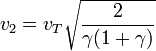 v_2=v_T\sqrt{\frac{2}{\gamma(1+\gamma)}}