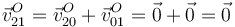 \vec{v}^O_{21}=\vec{v}^O_{20}+\vec{v}^O_{01}=\vec{0}+\vec{0}=\vec{0}