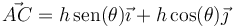 \vec{AC}=h\,\mathrm{sen}(\theta)\vec{\imath}+h\cos(\theta)\vec{\jmath}