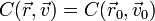 C(\vec{r},\vec{v})=C(\vec{r}_0,\vec{v}_0)\,