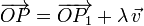 \overrightarrow{OP}=\overrightarrow{OP_1}+\lambda\,\vec{v}