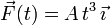 \vec{F}(t) = A\,t^3\,\vec{\imath} 