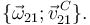 \{\vec{\omega}_{21}; \vec{v}^{\, C}_{21}\}.\,