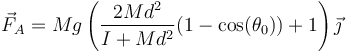 \vec{F}_A = Mg \left(\frac{2Md^2}{I+Md^2}(1-\cos(\theta_0)) +1\right)\vec{\jmath}