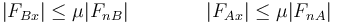 |F_{Bx}| \leq \mu |F_{nB}| \qquad\qquad |F_{Ax}| \leq \mu |F_{nA}|