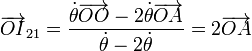 \overrightarrow{OI}_{21}=\frac{\dot{\theta}\overrightarrow{OO}-2\dot{\theta}\overrightarrow{OA}}{\dot{\theta}-2\dot{\theta}}=2\overrightarrow{OA}