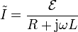 \tilde{I}=\frac{\mathcal{E}}{R+\mathrm{j}\omega L}