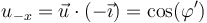 u_{-x}=\vec{u}\cdot(-\vec{\imath}) = \cos(\varphi')
