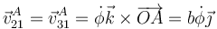 \vec{v}^A_{21}=\vec{v}^A_{31}=\dot{\phi}\vec{k}\times\overrightarrow{OA}=b\dot{\phi}\vec{\jmath}