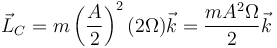 \vec{L}_C = m\left(\frac{A}{2}\right)^2(2\Omega)\vec{k}= \frac{mA^2\Omega}{2}\vec{k}