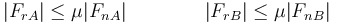 |F_{rA}| \leq \mu |F_{nA}|\qquad\qquad |F_{rB}| \leq \mu |F_{nB}|