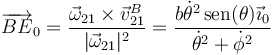 \overrightarrow{BE}_0=\frac{\vec{\omega}_{21}\times\vec{v}^B_{21}}{|\vec{\omega}_{21}|^2}=\frac{b\dot{\theta}^2\,\mathrm{sen}(\theta)\vec{\imath}_0}{\dot{\theta}^2+\dot{\phi}^2}