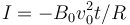 I=-B_0 v_0^2 t/R\,