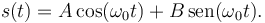 
s(t) = A\cos(\omega_0t) + B\,\mathrm{sen}(\omega_0t).
