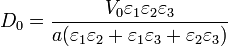 D_0 = \frac{V_0\varepsilon_1\varepsilon_2\varepsilon_3}{a(\varepsilon_1\varepsilon_2+\varepsilon_1\varepsilon_3+\varepsilon_2\varepsilon_3)}