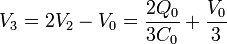 V_3 = 2V_2-V_0 = \frac{2Q_0}{3C_0}+\frac{V_0}{3}