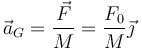 \vec{a}_G = \frac{\vec{F}}{M}=\frac{F_0}{M}\vec{\jmath}