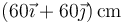 (60\vec{\imath}+60\vec{\jmath})\,\mathrm{cm}