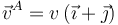 \vec{v}^{A}= v \,(\vec{\imath} + \vec{\jmath})\;