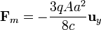 \mathbf{F}_m=-\frac{3qAa^2}{8c}\mathbf{u}_y