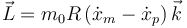 
\vec{L} = m_0R\,(\dot{x}_m-\dot{x}_p)\,\vec{k}
