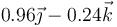 0.96\vec{\jmath}-0.24\vec{k}