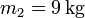 m_2 = 9\,\mathrm{kg}