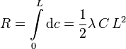 
R = \int\limits_0^L\mathrm{d}c =\frac{1}{2}\lambda\,C\,L^2
