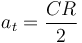 a_t = \frac{CR}{2}\,