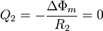 Q_2 = -\frac{\Delta\Phi_m}{R_2} = 0