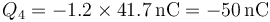 Q_4 = -1.2\times 41.7\,\mathrm{nC}=-50\,\mathrm{nC}