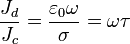 \frac{J_d}{J_c}=\frac{\varepsilon_0\omega}{\sigma}=\omega \tau
