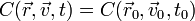 C(\vec{r},\vec{v},t)=C(\vec{r}_0,\vec{v}_0,t_0)\,