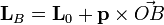 \mathbf{L}_{B}=\mathbf{L}_0+\mathbf{p}\times\vec{OB}