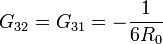 G_{32}=G_{31}=-\frac{1}{6R_0}