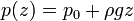 p(z) = p_0+\rho g z\,