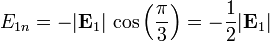 E_{1n} = -|\mathbf{E}_1|\,\cos\left(\frac{\pi}{3}\right) = -\frac{1}{2}|\mathbf{E}_1|