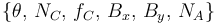 
\{\theta,\, N_C,\, f_C,\, B_x,\, B_y,\, N_A\}
